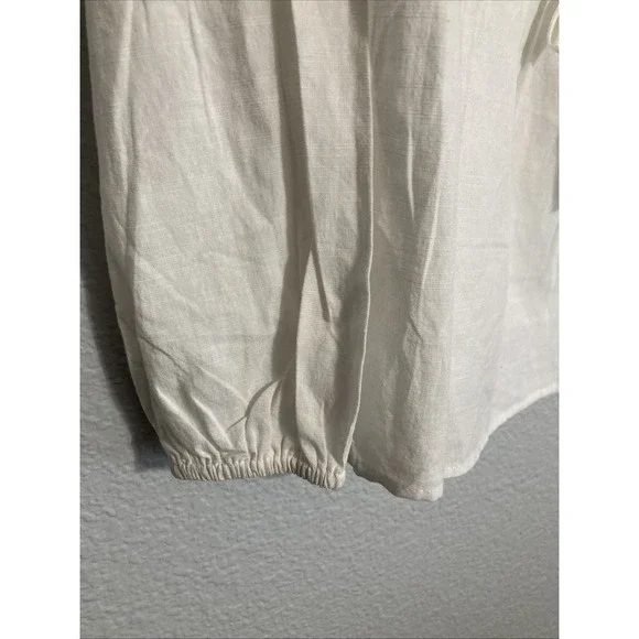 Zesica Women's White Tie Front Hidden Button Wide Collar Long Sleeve Top - SZ S - Picture 4 of 12